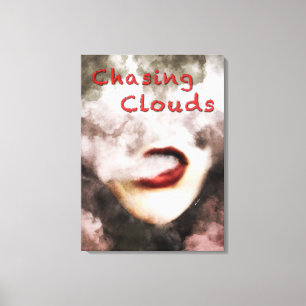 Frauen-Lippenwolken Vape Grunge eingewickelte Leinwanddruck