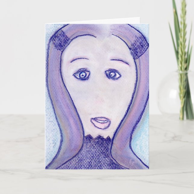 Frauen Long Hair Portrait Zeichnend spirituelle Ku Karte (Vorderseite)
