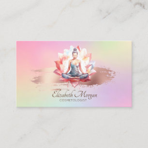 Frauen Lotus Roségold Pinselstrich Holografisch Visitenkarte