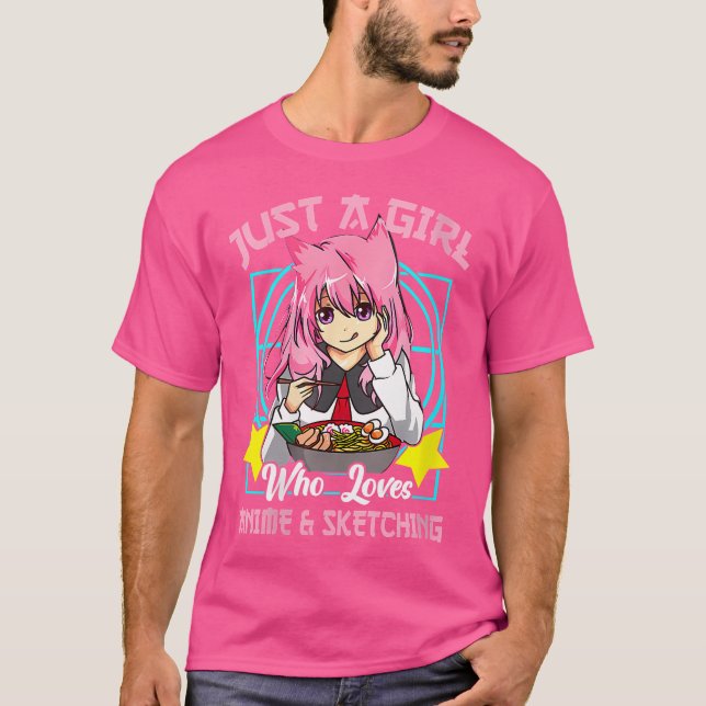 Frauen lustig nur ein Mädchen, das Anime und Skate T-Shirt (Vorderseite)