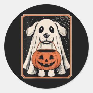 Frauen Lustiges Gespenst Hund Halloween-Shirt Hall Runder Aufkleber