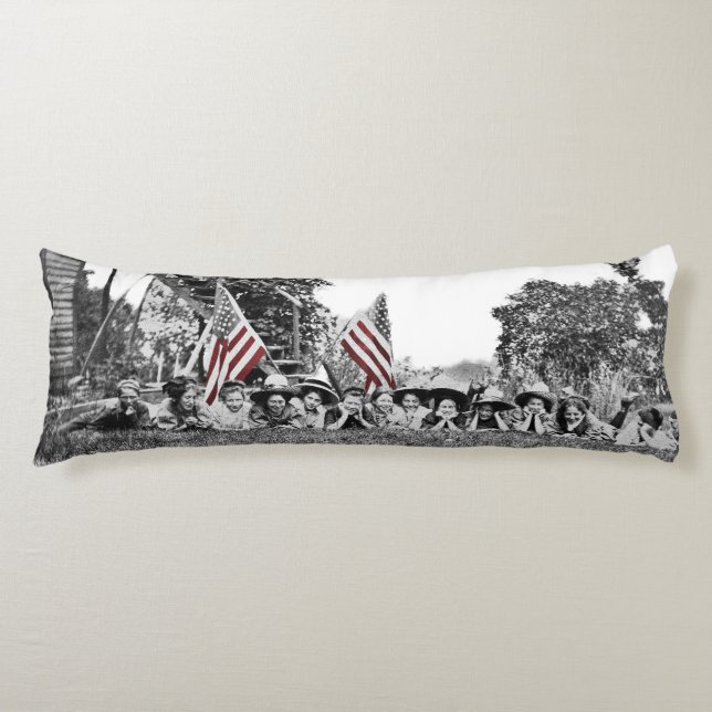 Frauen Mädchen 1910 Amerikanische Flagge Wide Angl Seitenschläferkissen (Vorderseite)