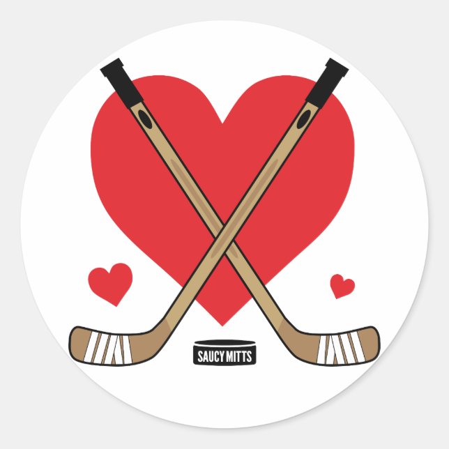 Frauen-Mädchen-Liebe Heart Hockey Sticks Runder Aufkleber (Vorderseite)