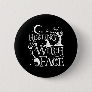 Frauen Mädchen Lustiges Halloween Ruhendes Hexenge Button