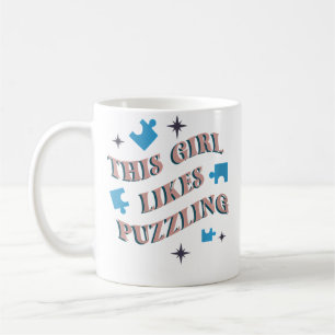 Frauen Mädchen mag rätselhafte Hobbys Jigsaw Puzzl Kaffeetasse