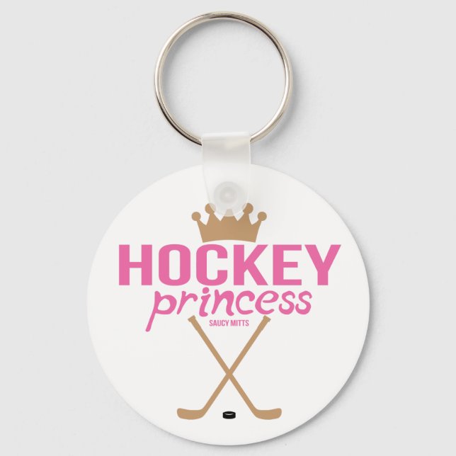 Frauen Mädchen Pink Hockey Princess Sticks Schlüsselanhänger (Vorderseite)