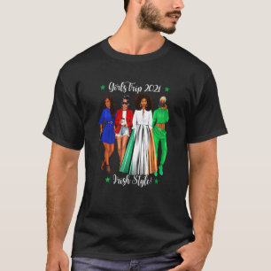 Frauen Mädchen Reise Irischer Urlaub Schwarze Frau T-Shirt