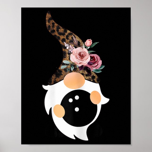 Frauen Mädchen Süße Bowling- und Gnom mit Leopard  Poster (Vorne)