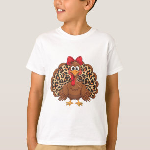 Frauen Mädchen Thanksgiving Leopard Truthahn Herbs T-Shirt