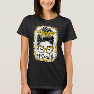 Frauen Mama Leben gebleicht Mama Leben Sonnenblume T-Shirt