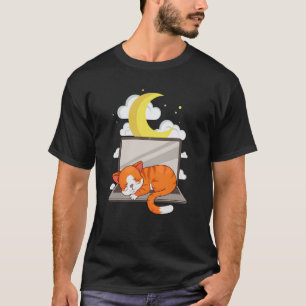 Frauen Männer Bekleidung Tier Laptop Notizbuch Kat T-Shirt