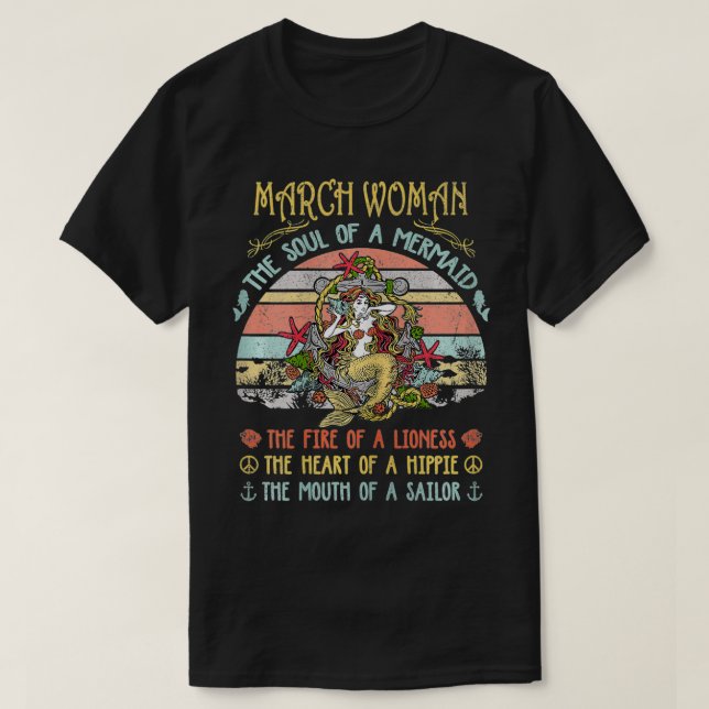 Frauen März Frau das Soul einer Meerjungfrau Vinta T-Shirt (Design vorne)