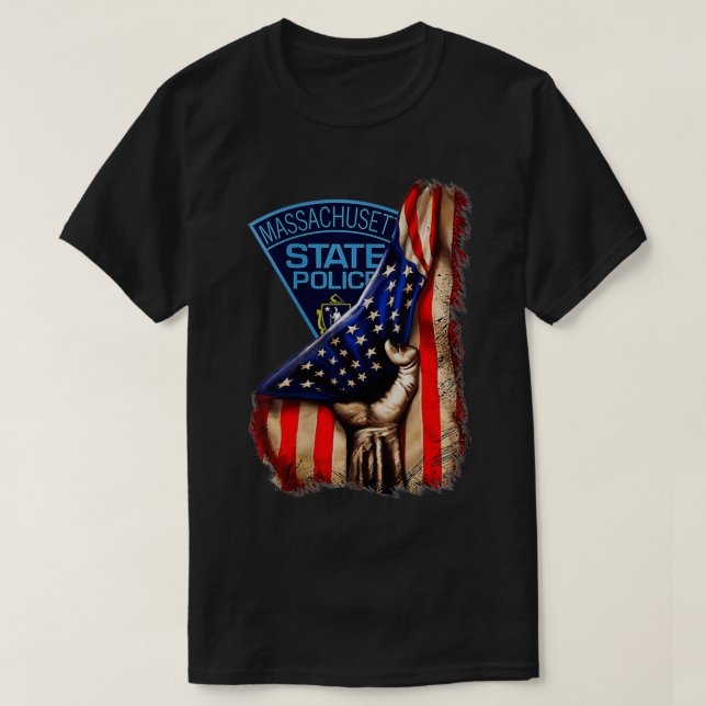 Frauen Massachusetts Staat Polizeiamerikanische Fl T-Shirt (Design vorne)