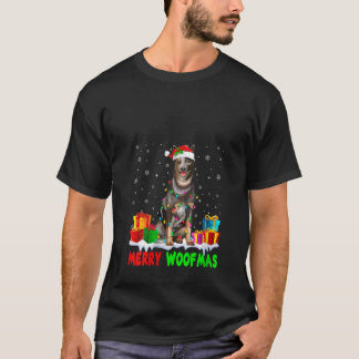 Frauen Merry Woofmas Xmas Lights Cute Australian C T-Shirt