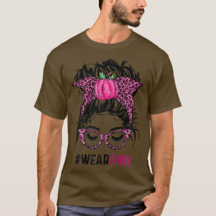 Frauen Messy Brillen tragen rosa niedliche Brust k T-Shirt