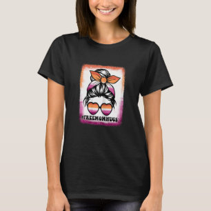 Frauen Messy Bun Hair Mama Free Mama Hugs Lesbian  T-Shirt