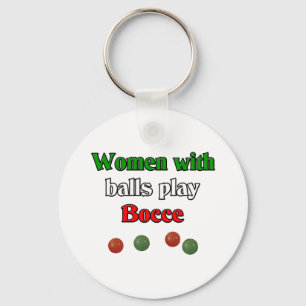 Frauen mit Ball-Spiel Bocce Schlüsselanhänger