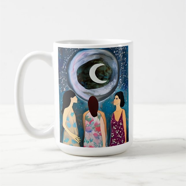 Frauen mit Blick auf die Mondkunst Kaffeetasse (Links)