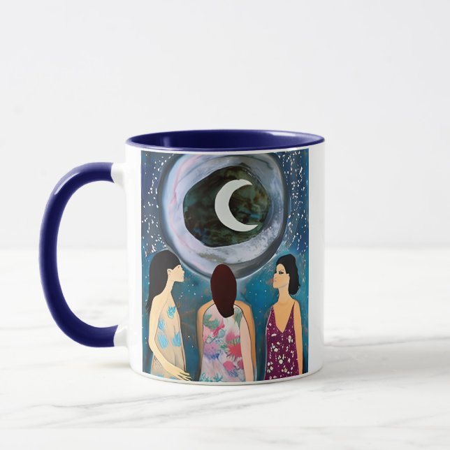 Frauen mit Blick auf die Mondkunst Tasse (Links)