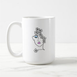Frauen mit Blume Linie Art Kaffeetasse