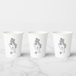 Frauen mit Blume Linie Art Pappbecher