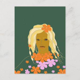 Frauen mit Blume Postkarte