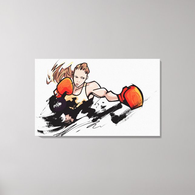 Frauen mit Boxhandschuh Leinwanddruck (Vorderseite)