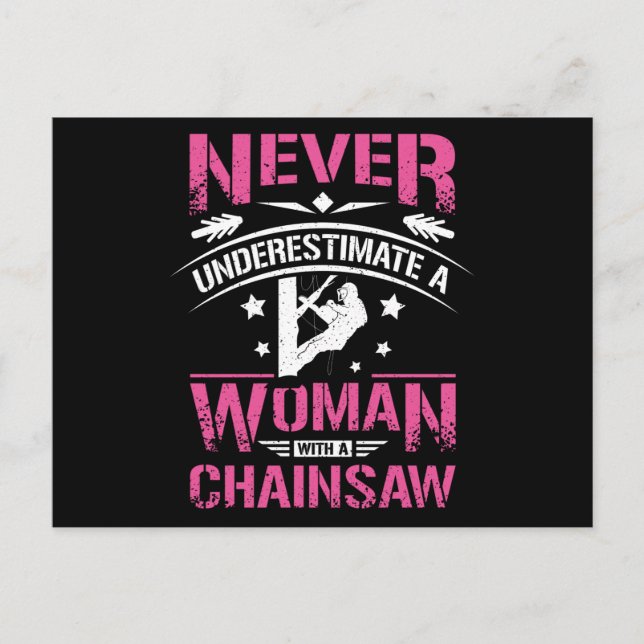 Frauen mit Chainsaw Postkarte (Vorderseite)