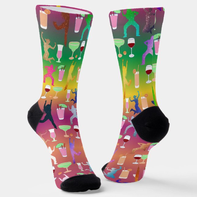 Frauen mit Cocktails-Mustern teilen Socken (Gewinkelt)