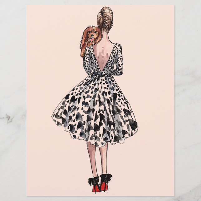 Frauen mit einer Hundemode-Illustration (Vorderseite)