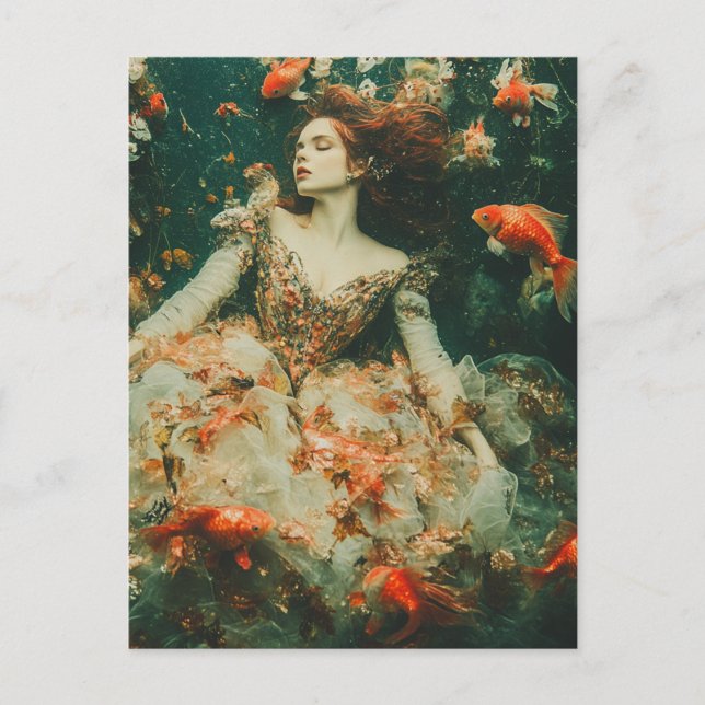 Frauen mit Goldfish Fantasy Fashions Postkarte (Vorderseite)