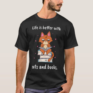 Frauen mit Katzen und Büchern 2 T-Shirt