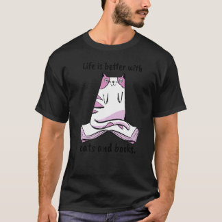 Frauen mit Katzen und Büchern T-Shirt