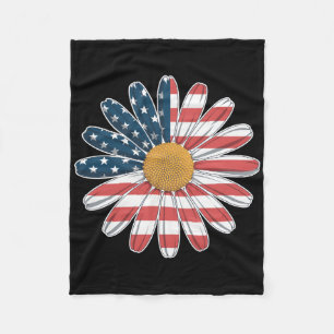 Frauen mit Lässiger Blume - Amerikanische Flaggen Fleecedecke