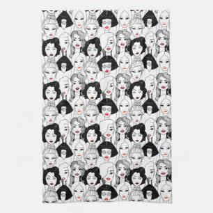 Frauen mit Lippenstift-Muster Geschirrtuch