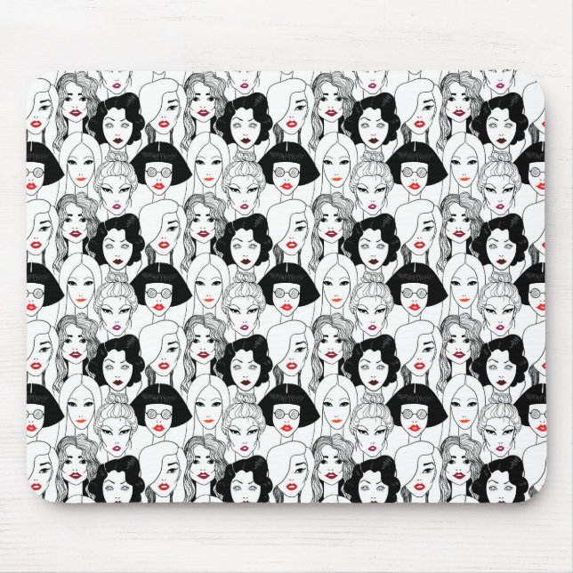 Frauen mit Lippenstift-Muster Mousepad (Vorne)