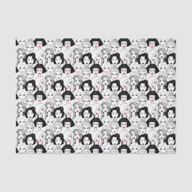 Frauen mit Lippenstift-Muster Seidenpapier (Vorderseite)