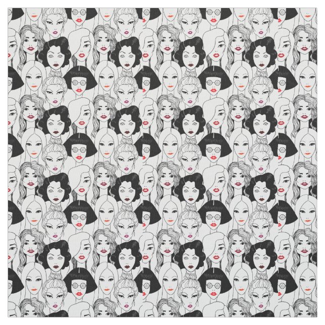 Frauen mit Lippenstift-Muster Stoff (Muster)