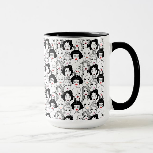 Frauen mit Lippenstift-Muster Tasse (Rechts)
