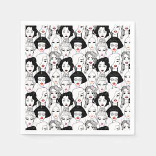 Frauen mit Lipstick-Muster Serviette