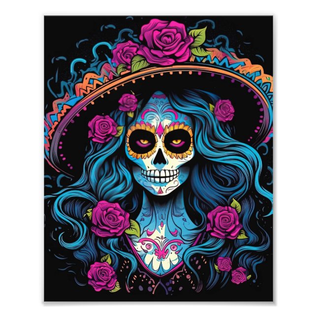 Frauen mit Makeup-Gesicht Halloween Fotodruck (Vorne)