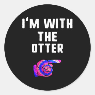 Frauen mit Otter | Halloween-Matching Runder Aufkleber