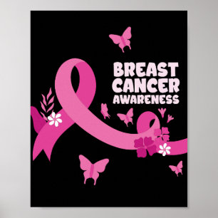 Frauen mit rosa Schleife Brustkrebsbewusstsein  Poster