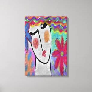 Frauen mit Sommer-Blume Abstrakte digitale Kunst Leinwanddruck