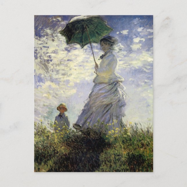 Frauen mit Sonnenschirm ~ Madame Monet mit ihrem S Postkarte (Vorderseite)