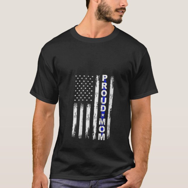 Frauen mit Stolz Mama Thin Blue Line American Fl T-Shirt (Vorderseite)