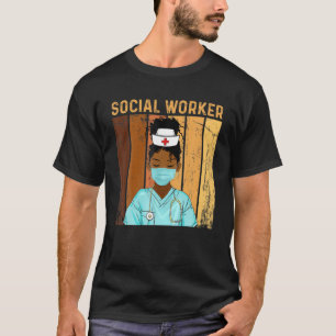 Frauen mit Vintagem Sozialarbeiter-Stolz nach Blac T-Shirt