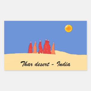 Frauen mit Wasser in der Thar-Wüste - Rajasthan Rechteckiger Aufkleber