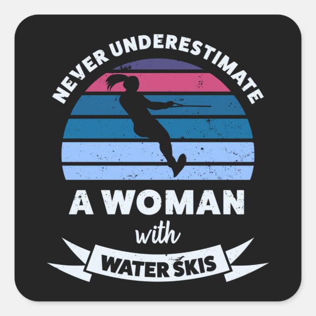 Frauen mit Wasserski Funny Mama Geschenk Quadratischer Aufkleber (Vorderseite)
