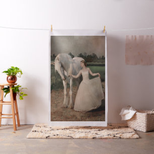 Frauen mit weißem Pferd - LG Print Stoff